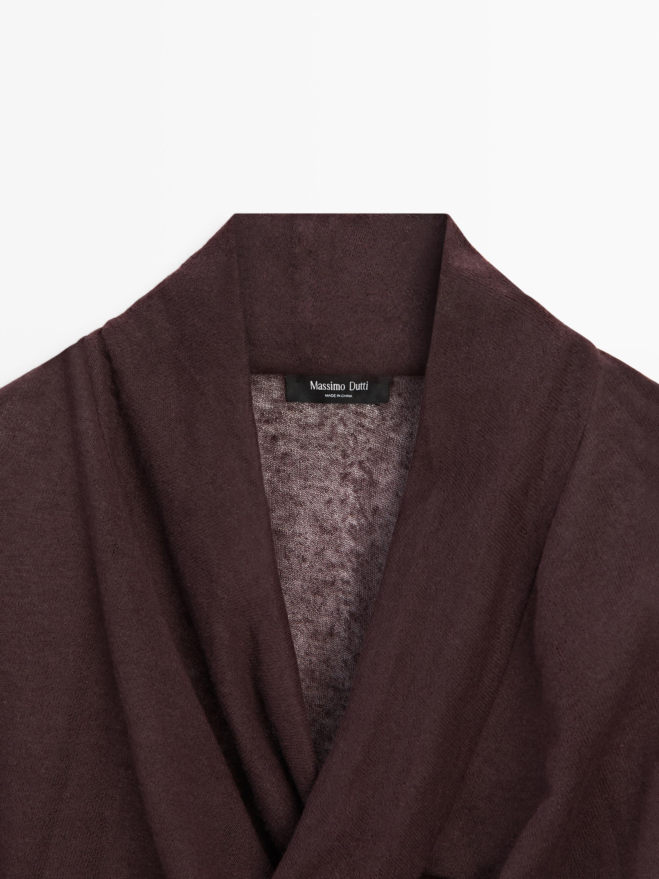 Linen blend shirt with cowl neckline